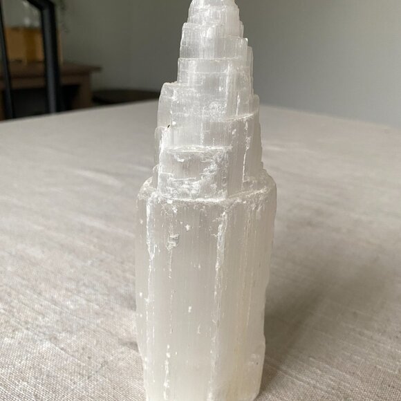 SELENITE Crystal Stone Authentic Organic Natural Home Decor Bookshelf Bookend - Picture 1 of 4